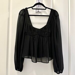 Elegant Black Sheer Women's Top